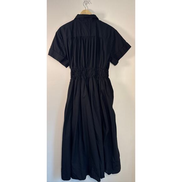 J.Crew Black Cotton Shirtdress with Drawstring Waist - Size 10 - Picture 7 of 8